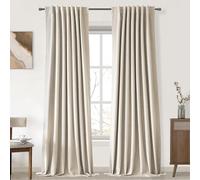 UHITECH Blackout Linen Curtains 86 Inch Long Grey, 2 Panels Set, Thermal Curtains for Living Room, Bedroom, Study, Multi-purpose, Oatmeal, Room Darkening