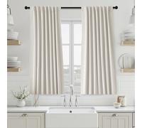 UHITECH Cream Blackout Curtains for Living Room Black Out Curtain for Bedroom Window Short 54 Inches Long 2 Panels Set Back Tab/Rod Pocket Linen Cafe Drapes Pinch Pleated Thermal