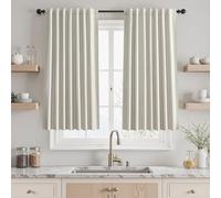 UHITECH Linen Blackout Curtans 42 Inch Long 2 Panels Set Short Black Out Curtain for Small Kitchen Windows Back Tab Noise Reducing Drapes Thermal Insulated 3.5ft