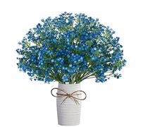 Uhky 6 Pcs Artificial Baby Breath Gypsophila Flowers Bouquets Real Touch Flowers for Wedding Party DIY Wreath Floral Arrangement Home Decoration (Dark Blue)