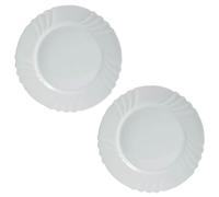 UHL 20cm Side Plates Set of 2, White Opal Glass Round Dessert Plates, 7.8 inch Small Dinner Plate, Serving Dishes for Cake, Salad, Appetizer, Stackable Dinnerware Set, Microwave & Dishwasher Safe