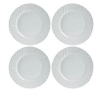 UHL 20cm Side Plates Set of 4, White Opal Glass Round Dessert Plates, 7.8 inch Small Dinner Plate, Serving Dishes for Cake, Salad, Appetizer, Stackable Dinnerware Set, Microwave & Dishwasher Safe
