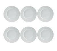 UHL 20cm Side Plates Set of 6, White Opal Glass Round Dessert Plates, 7.8 inch Small Dinner Plate, Serving Dishes for Cake, Salad, Appetizer, Stackable Dinnerware Set, Microwave & Dishwasher Safe