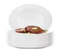 UHL 30cm Porcelain Serving Platters Set of 12 Steak Plates, White Oval Dish Serving Plate for Party, Buffets, Appetisers, Dessert, Snacks, Salad, Large Dinner Plates Set, Microwave & Dishwasher Safe