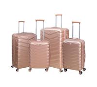 UHL 4pcs Suitcase Set, Expandable Travel Suitcase with 4 Dual Spinner Wheels, Hard Shell ABS Hand Luggage Travel Trolley Case with Lock, Lightweight, Durable, Rose Gold, (20" / 24" / 28" / 32")