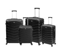 UHL 4pcs Suitcase Set, Expandable Travel Suitcase with 4 Dual Spinner Wheels, Hard Shell ABS Hand Luggage Travel Trolley Case with Lock, Lightweight, Durable, Pure Black, (20" / 24" / 28" / 32")