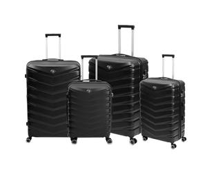 UHL 4pcs Suitcase Set, Expandable Travel Suitcase with 4 Dual Spinner Wheels, Hard Shell ABS Hand Luggage Travel Trolley Case with Lock, Lightweight, Durable, Pure Black, (20" / 24" / 28" / 32")
