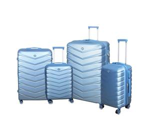 UHL 4pcs Suitcase Set, Expandable Travel Suitcase with 4 Dual Spinner Wheels, Hard Shell ABS Hand Luggage Travel Trolley Case with Lock, Lightweight, Durable, Ice Blue, (20" / 24" / 28" / 32")