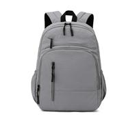 UHL Laptop Backpack 14 Inch, Lightweight School Rucksack with Multi Compartments, Nylon Laptop School Bag with Adjustable Padded Shoulder Straps, Travel Office College Backpack for Men Women, Grey