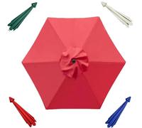 uHLANQC 8.2ft 6Ribs Umbrella Replacement Cloth, Outdoor Patio Umbrella Canopy Cover, Anti-UV Yard Market Table Parasol Top Polyester Fabric(Red)
