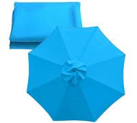 uHLANQC 8' 9' Market Table Umbrella Canopy 8Ribs Outdoor Patio Umbrella Replacement Cloth, Anti-UV Yard Parasol Top Cover Polyester Fabric(Blue,2.5m(8.2ft))