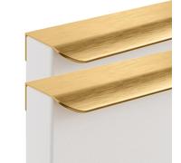 uHLANQC Cabinet Handles, Concealed Handles Aluminium Alloy Invisible Handle Cabinet Brushed Gold 2 Pieces(Hole Distance 64mm)