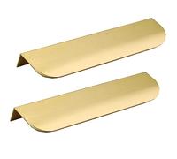 uHLANQC Cabinet Handles, Concealed Handles Invisible Door Knob Wardrobe Kitchen Cupboard Finger Edge Pull Gold 2 Pieces(Hole Distance 416mm)