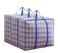 uHLANQC Heavy Duty 1/3/5PCS Large Capacity Waterproof Luggage Packing Bags Reusable Woven with Zipper Foldable Dustproof Moving Tote(Blue-3Pcs,S)