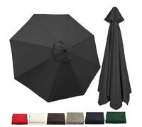 uHLANQC Outdoor Table Umbrella Replacement Cloth, 8 Ribs Anti-UV Patio Parasol Canopy Cover, Market Yard Umbrella Top For Gazebo Garden Pool(Black,2.7m(9ft))