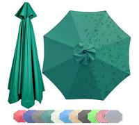 uHLANQC Outdoor Umbrella Canopy, 9ft/10ft Anti-UV Market Table Umbrella Top Cover, 8 Ribs Red Umbrella Replacement Cloth For Gazebo Yard Patio(Dark Green,3-m(10ft))
