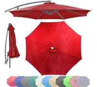 uHLANQC Patio Umbrella Canopy Replacement Cloth, 8Ribs Fade Beach Umbrella Top Cover, Anti-UV Outdoor Market Table Parasol Replacement Cover(Red,3m/10ft (8 Ribs))