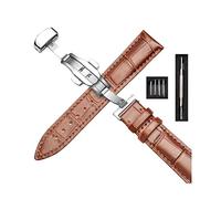 uHLANQC Watch Bands for Men, 16mm/18mm/20mm/22mm Strap Bamboo Pattern Strap Leather Watch with Foldable Double Press Butterfly Buckle Watches Accessories with Installation Tool(Type 06,22mm)