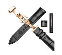 uHLANQC Watch Bands for Men, 16mm/18mm/20mm/22mm Strap Bamboo Pattern Strap Leather Watch with Foldable Double Press Butterfly Buckle Watches Accessories with Installation Tool(Type 05,18mm)