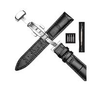 uHLANQC Watch Bands for Men, 16mm/18mm/20mm/22mm Strap Bamboo Pattern Strap Leather Watch with Foldable Double Press Butterfly Buckle Watches Accessories with Installation Tool(Type 01,16mm)