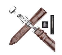 uHLANQC Watch Bands for Men, 16mm/18mm/20mm/22mm Strap Bamboo Pattern Strap Leather Watch with Foldable Double Press Butterfly Buckle Watches Accessories with Installation Tool(Type 02,20mm)