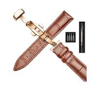 uHLANQC Watch Bands for Men, 16mm/18mm/20mm/22mm Strap Bamboo Pattern Strap Leather Watch with Foldable Double Press Butterfly Buckle Watches Accessories with Installation Tool(Type 03,16mm)
