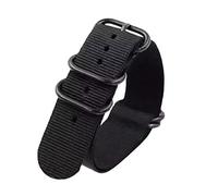 uHLANQC Watch bands for men, 18/20/22/24mm Men Replacement Black Ring Buckle Nato Military Nylon Canvas Watch Strap Bracelet Accessories(Black,24mm)