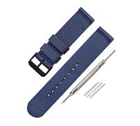 uHLANQC Watch bands for men, 18/20/22/24mm Nato Military Solid Color Sweat Absort Nylon Watch Strap for Men Women Mechanical Watches Watchband Replacement(Blue Black Clasp,24mm)