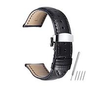 uHLANQC Watch bands for men, Watch Straps Leather Watch Bands 14 18mm 19mm 20mm 21mm 22mm 24mm Alligator Watch Band Strap Watch Bracelet(Black,24mm)