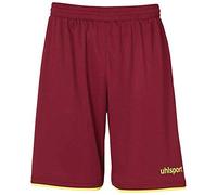 uhlsport Club Men's Football Shorts, Mens, 100380606, Burgundy/Fluorescent Yellow, 12 Years