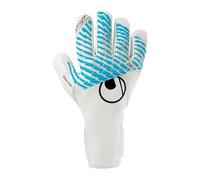 uhlsport Football Goalkeeper Gloves Catch Machine Cybertec Absolutgrip HN Goalkeeper Gloves with Excellent Grip and Neoprene Material, White/Cyber Blue/Black, 8.5