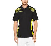 Uhlsport Men Goal Polo T-Shirt - Black/Limon Yellow, Medium