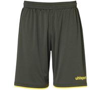uhlsport Club Men's Football Shorts, Mens, 100380614, Dark Olive/Fluorescent Yellow, 8 Years
