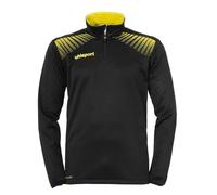 uhlsport Men's Goal 1/4 Zip Top Sweatshirt, Black/Lemon Yellow, Small