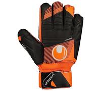 uhlsport Soft Resist+ Flex Frame Football Goalkeeper Gloves - Gloves for Goalkeepers - Especially for Artificial Grass and Hard Floors - with Finger Protection, 6, Fluorescent Orange/Black/White