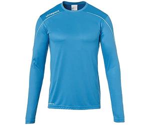 Uhlsport Stream 22 Long Sleeve Jersey Junior, Azure Blue/White, Moisture Wicking Dry Tech Kids, Size 26/28