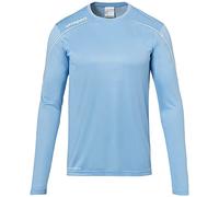 Uhlsport Stream 22 Long Sleeve Jersey Junior, White/Azure Blue, Moisture Wicking Dry Tech Kids, Size 24/26