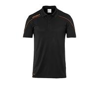 Uhlsport Stream 22 Polo Shirt - Black/Fluo Orange, Medium