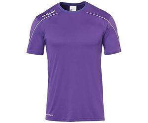 Uhlsport Stream 22 Short Sleeve Jersey Junior, Navy/Fluo Red, Moisture Wicking Crew Neck Dry Tech Kids, Size 28/30