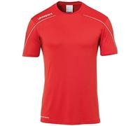 Uhlsport Stream 22 Short Sleeve Jersey Men, Fluo Orange/Black, Moisture Wicking Crew Neck Dry Tech, Size L
