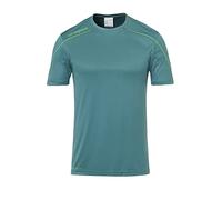 Uhlsport Stream 22 Short Sleeve Jersey Men, White/Azure Blue, Moisture Wicking Crew Neck Dry Tech, Size XXXL