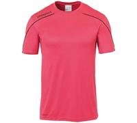 Uhlsport Stream 22 Short Sleeve Jersey Junior, Pink/Black, Moisture Wicking Crew Neck Dry Tech Kids, Size 30/32