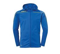 Uhlsport Stream 22 Track Hood Jacket Men, Azure Blue/Lime Yellow, Full Zip Sports Ultralight Longsleeve Hooded, Size M