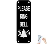 UHMC Please Ring The Bell Sign, 1pcs Ring Doorbell Sticker, Door Signs Personalised, Metal Aluminium 5×15cm with Self-Adhesive and Pre-Drilled Holes, Easy Mounting on Door or Wall Plaque (Black)