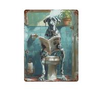 UHMVVT Blue Harlequin Great Dane on The ToiletWall Decor Art Metal Tin Poster Modern Bar Decorations40x30cm