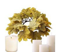Uhngw Fall Candle Wreaths, Thanksgiving Candle Wreaths Maple, Artificial Candle Wreath, Autumn Pillar Candle Rings Garland for Thanksgiving Centerpieces
