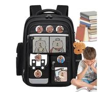 Uhngw Funny Backpack Waterproof Colorful Cartoon Backpack School Supplies | Funny Animal Design Cute Cards Badges Bag Charm for Children Books Stationery Tools Holiday Birthday Outdoor Travel Black