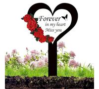 Uhngw Grave Decorations Memorials | Cemetery Garden 2D Acrylic Stake | Elegant Memorial Grave Markers for Cemetery, Heart and Crossing Shape for Outdoors