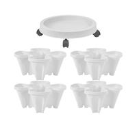 Uhngw Plant Tower,4 Garden Pots Stackable Plant Tower | Holder with Removable Tray Wheels, Vertical Flower Pots for Balcony Patio Home Succulents Vegetables