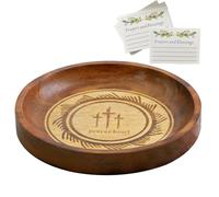 Uhngw Prayer Bowls with Cards | Wood Prayer Dough Bowl Round Blessing Bowls with Prayer Cards - Prayer Decor for Christmas Religious Events, Congregation Use, Home Decoration